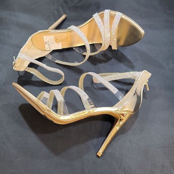 BRAND NEW ANNE KLEIN MULTI STRAP RHINESTONE HIGH HEEL STILETTO SANDAL G1 - Picture 11 of 15